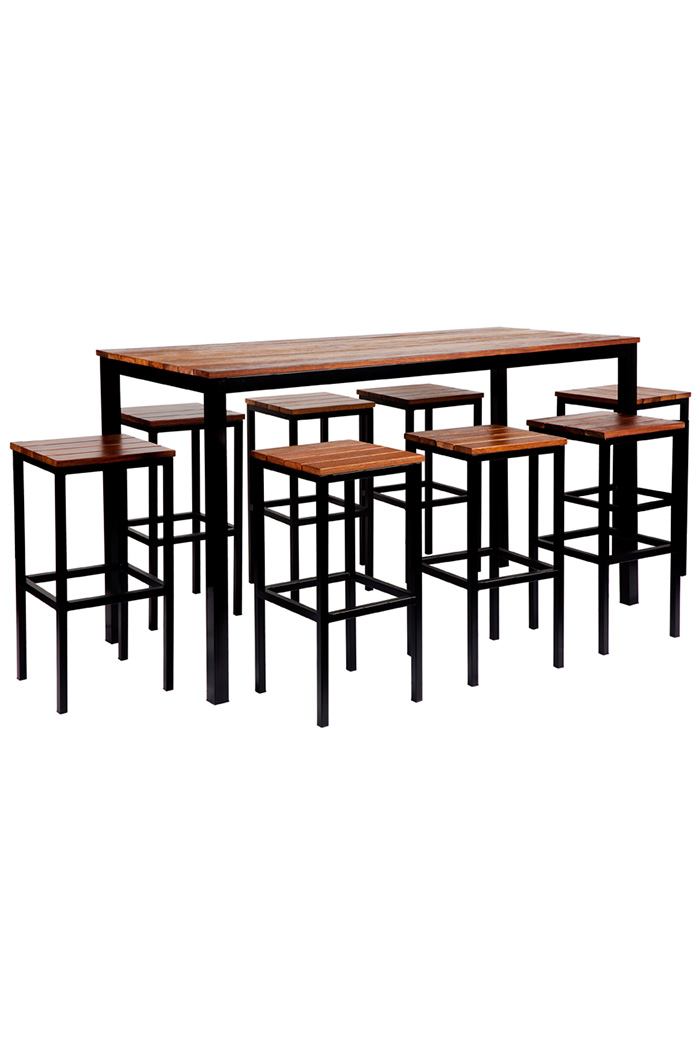 Black Galvanised Bar Table Set 1200×750 or 1800×750