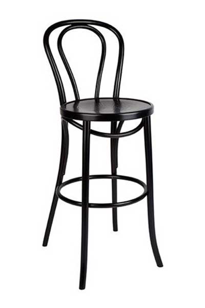 No 18 Bentwood Barstool With Back Black