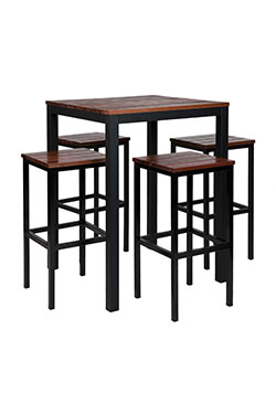 Black Galvanised Bar Table Set 75x75