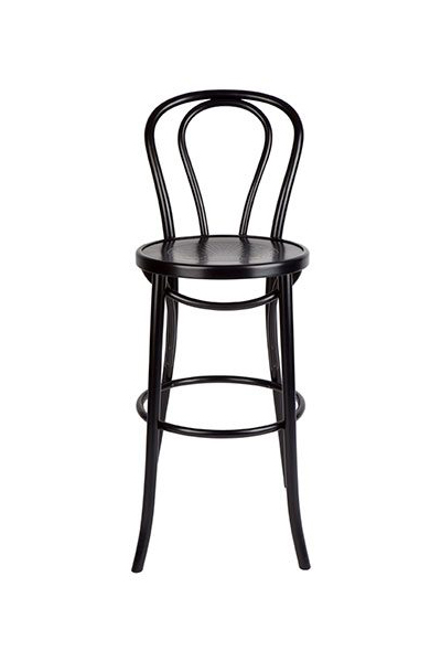 No 18 Bentwood Barstool With Back Black
