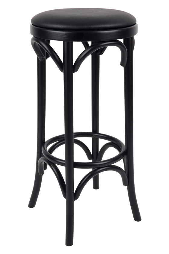 No 18 Bentwood Stool Black With Padded Seat