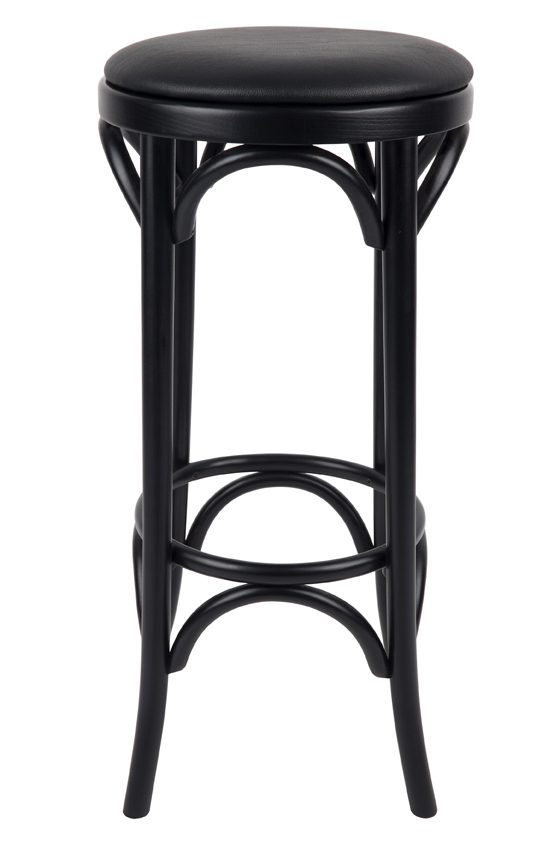 No 18 Bentwood Stool Black With Padded Seat