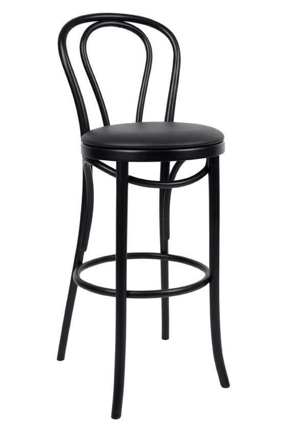No 18 Bentwood Stool Padded With Back black